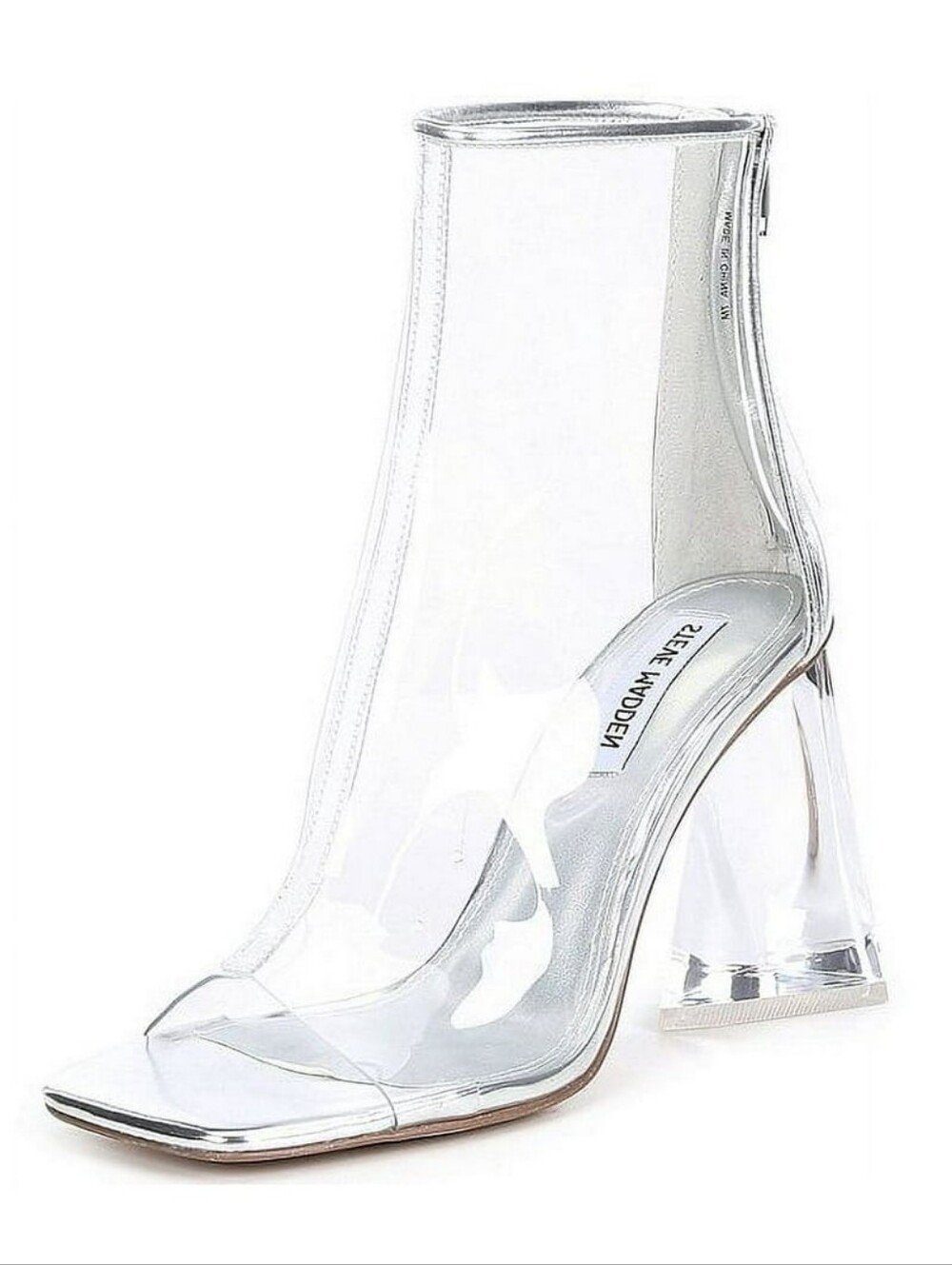 Steve Madden Clear PVC Ankle Boot with Transparent Block Heel Size 8.5